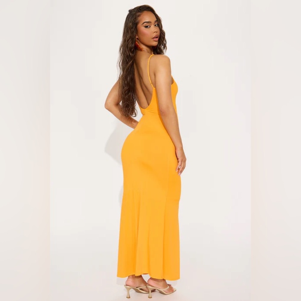 NWT Fashion Nova Kelly Double Lined Maxi Dress - Orange